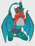 anthro bottomwear clothing crossgender cuff_(restraint) female handcuffs jacket metal_cuffs restraints shirt shorts solo topwear hale. mythology inkh dragon mythological_creature mythological_scalie scalie succubus hi_res