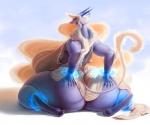 anthro big_breasts big_butt breasts butt female hair horn huge_breasts huge_butt purple_body solo tail thick_thighs white_hair patacon mythology celeste_(othinus) dragon mythological_creature mythological_scalie scalie 2020 absurd_res hi_res