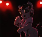 black_hair ear_piercing electronics eyes_closed female hair microphone piercing singing solo t72b friendship_is_magic hasbro my_little_pony cleopatra_jazz_(mlp) equid equine mammal hi_res