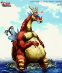 4_fingers anthro belly belly_rub biceps big_belly cloud eating fingers food happy heart_symbol island long_neck macro male muscular muscular_anthro muscular_male nipples onigiri outside overweight overweight_anthro overweight_male pecs rice sea sky solo tail water wings yellow_eyes aokamidu mythology nintendo the_legend_of_zelda wind_waker valoo dragon mythological_creature mythological_scalie scalie 2009