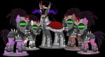 armor cloak clothing eye_mist fangs female glowing glowing_eyes green_eyes group horn looking_at_viewer male pupils red_eyes slit_pupils teeth vector-brony friendship_is_magic hasbro my_little_pony mythology king_sombra_(mlp) crystal_pony_(mlp) earth_pony equid equine horse mammal mythological_creature mythological_equine pony unicorn 2015 absurd_res alpha_channel hi_res