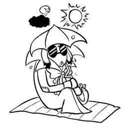 anthro bent_arm bent_legs black_cloud black_ear_tips black_eyewear black_sunglasses bodily_fluids bow_tie clothed clothed_anthro clothed_male clothing cloud dipstick_ears duo ear_markings ears_down eyewear female frown holding_object holding_umbrella long_ears male male_anthro multicolored_ears noseless outside patch_(fabric) pivoted_ears simple_background sitting sitting_on_towel speech_bubble sun sunglasses sweat sweatdrop teeth tooth_gap towel umbrella white_background white_bow_tie white_towel altermentality mario_plus_rabbids_sparks_of_hope nintendo raving_rabbids rayman_(series) ubisoft t.s._woodrow lagomorph mammal rabbid 1:1 2022 black_and_white digital_drawing_(artwork) digital_media_(artwork) english_description hi_res monochrome