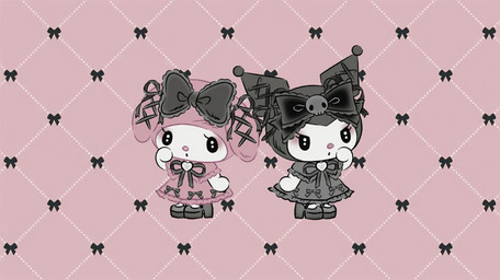 anthro duo female female/female onegai_my_melody sanrio kuromi my_melody demon lagomorph leporid mammal rabbit hi_res