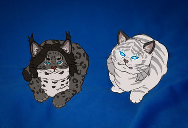 anthro black_body black_fur black_hair blue_eyes duo female feral fur hair male white_body white_fur miintea bethesda_game_studios just_the_two_of_us microsoft the_elder_scrolls the_elder_scrolls_online zerith-var domestic_cat felid feline felis khajiit mammal pantherine tiger low_res