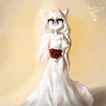 anthro bodily_fluids bouquet bride clothing crying dress female flower hair heterochromia holding_bouquet holding_flower holding_object long_hair looking_at_viewer multicolored_body plant solo tears tears_of_joy wedding white_clothing white_dress white_hair young furrxatinity_delovia assette_(furrxatinity) arctic_fox canid canine fox mammal true_fox 1:1 absurd_res hi_res