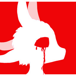 anthro blood blood_from_eye blood_on_face bloodshot_eyes bodily_fluids border crying fur male male/male red_background red_eyes simple_background solo tears white_body white_border white_ears distemi avali 1:1 hi_res