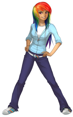 alternate_species bottomwear clothing cosplay denim denim_bottomwear denim_clothing ear_piercing female hair hoodie human_only humanized jeans long_hair looking_at_viewer multicolored_hair not_furry pants piercing pink_eyes rainbow_hair solo teeth topwear runitsjess friendship_is_magic hasbro my_little_pony rainbow_dash_(mlp) human mammal grandfathered_content hi_res source_request