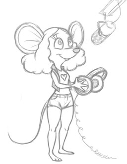 3_toes 4_fingers anthro barefoot bottomwear clothing cord curling_tail curly_hair curvy_figure electronics eyelashes feet female fingers hair headphones heart_symbol holding_headphones hotpants humanoid_heel long_hair microphone microphone_stand paws plantigrade pose shirt shorts smile solo standing tail tank_top toes topwear vest wide_hips wire ribnose nelvana the_devil_and_daniel_mouse jan_mouse mammal mouse murid murine rodent 2010 digital_drawing_(artwork) digital_media_(artwork) greyscale monochrome pinup sketch