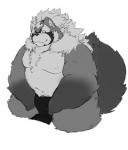 anthro asian_clothing belly clothing east_asian_clothing fundoshi japanese_clothing male moobs navel nipples overweight overweight_anthro overweight_male simple_background solo underwear white_background liger813 lifewonders tokyo_afterschool_summoners goemon_(tas) canid canine mammal raccoon_dog tanuki 2019 hi_res monochrome