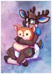 abstract_background ageplay anthro blush clean_diaper clothed clothing diaper eyewear eyewear_on_head fur glasses glasses_on_head hug hugging_object hugging_pillow infantilism kiddo_(diaper) male pillow roleplay sitting solo wearing_diaper dracky abuniverse kiddo_(abuniverse) deer mammal hi_res