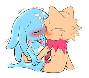 animal_genitalia blush bodily_fluids chibi clenched_teeth cowgirl_position duo erection eyes_closed from_front_position fur genital_fluids genital_slit genitals looking_pleasured male male/male male_penetrated male_penetrating male_penetrating_male nude on_bottom on_top penetration penile penile_penetration penis pseudo_hair saliva sex simple_background slit_penetration slit_play sweat tears teeth tentacle_hair tentacles dapong league_of_legends riot_games tencent fizz_(lol) teemo_(lol) aquatic mammal yordle digital_media_(artwork)