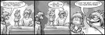 ambiguous_gender blush cockblock eyewear female flirting furniture glasses group humor joke male table text suk0tto mythology servo canid canine canis domestic_dog dragon fox husky mammal mythological_creature mythological_scalie nordic_sled_dog scalie spitz comic digital_media_(artwork) english_text greyscale hi_res monochrome