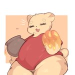 anthro clothing crossgender eyes_closed female food honey_(food) red_clothing red_shirt red_topwear shirt simple_background smile solo thick_thighs topwear yellow_body lightmizano disney winnie_the_pooh_(franchise) pooh_bear bear mammal 1:1 hi_res