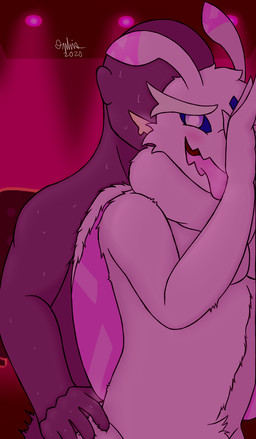 anthro biped blush bodily_fluids duo fur male male/male nude open_mouth smile tongue wings ophoffbrand nintendo pokemon animal_humanoid arthropod arthropod_humanoid frosmoth generation_8_pokemon humanoid insect insect_humanoid lepidopteran lepidopteran_humanoid moth pokemon_(species) hi_res