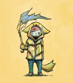 ambiguous_gender anthro biped blood_on_bandage bodily_fluids broken_object broken_umbrella clothed clothing crying ears_down footwear front_view fully_clothed gloves handwear head_wound hoodie one_eye_closed pivoted_ears shoes solo standing tail tears topwear umbrella wind wounded roboraba domestic_cat felid feline felis mammal digital_media_(artwork) digital_painting_(artwork) full-length_portrait painting_(artwork) portrait sketch yellow_theme