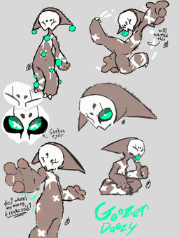 ambiguous_gender anthro big_ears big_eyes bodily_fluids bone bone_mask clown mask paint skull skull_head skull_mask solo sweat tongue fraggleraat goozer_doozy humanoid 3:4 hi_res