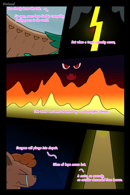 bodily_fluids crying disembodied_eyes disembodied_mouth fantasy fire lightning_bolt spotlight tears text vinland nintendo pokemon pokemon_mystery_dungeon spike_chunsoft decidueye generation_1_pokemon generation_2_pokemon generation_7_pokemon pokemon_(species) vulpix 2:3 absurd_res artist_name comic english_text hi_res story