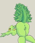 all_fours anthro anus ass_up bent_over big_butt blush butt female genitals green_body green_tail huge_butt leaf leaf_tail looking_at_viewer looking_back looking_back_at_viewer plant pussy simple_background solo tail thick_thighs yellow_eyes daweregoat nintendo pokemon elemental_creature elemental_humanoid flora_fauna gecko generation_3_pokemon humanoid leaf-tailed_gecko lizard plant_humanoid pokemon_(species) reptile scalie sceptile absurd_res hi_res