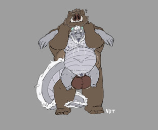 anal anal_penetration anthro balls beard belly big_belly blush bodily_fluids body_hair brown_body brown_fur cum cum_inflation cum_inside duo erection eyes_closed facial_hair full_nelson full_nelson_(arms_held) fur genital_fluids genitals hair hairy_balls held_up horn humanoid_genitalia inflation male male/male male_penetrated male_penetrating male_penetrating_male musclegut muscular nipples nude open_mouth overweight overweight_anthro overweight_male penetration penile penis restrained_arms scar sex simple_background tail thick_thighs tongue tusks whiskers nutdoesart asian_mythology east_asian_mythology mythology sihai's_legacy jehu_(sihai's_legacy) shen_(sihai's_legacy) dragon eastern_dragon mammal mythological_creature mythological_scalie scalie suid suine sus_(pig) wild_boar digital_media_(artwork) hi_res