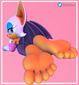 5_toes anthro barefoot bat_wings feet female foot_focus looking_back membrane_(anatomy) membranous_wings soles solo toes wings panettou sega sonic_the_hedgehog_(series) rouge_the_bat bat mammal 3d_(artwork) absurd_res digital_media_(artwork) hi_res huge_filesize