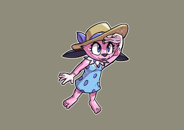 5_fingers 5_toes anthro barefoot claws clothed clothing countershade_feet countershading crossdressing digit_ring dress feathers feet fingers fur hat headgear headwear jewelry male paws pink_body pink_fur pink_soles pokemorph purple_eyes ring solo straw_hat tail toe_ring toes two_tone_feet two_tone_paws rodricoro nintendo pokemon fan_character kerolink generation_4_pokemon pokemon_(species) weavile absurd_res colored digital_media_(artwork) hi_res shaded