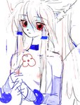 anthro armwear black_nose blush bracelet breasts clothing female flower hair jewelry kemono nipples plant red_eyes solo white_body white_hair yogurt200 rabbitmaiden_softworks waterfairy domestic_cat felid feline felis mammal hi_res sketch