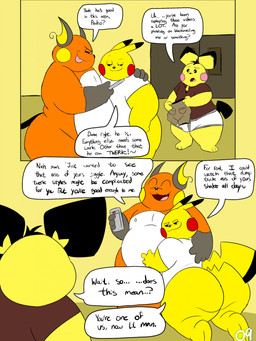 ^_^ anthro belly big_butt black_ear_tips black_hair black_markings black_sclera black_tail black_tail_tip bottomless bottomwear brown_bottomwear brown_clothing brown_ear_tips brown_hands brown_markings brown_pants butt cellphone clothed clothing collared_shirt compliment dialogue dipstick_ears dipstick_tail door double_door dressing ear_markings electronics eyes_closed fangs group gym hair holding_bottomwear holding_clothing holding_object holding_pants holding_phone hug kneeling looking_at_butt male male/male markings multicolored_ears narrowed_eyes nipples nude open_mouth orange_body page_number pants pantsless phone pink_cheeks polo_shirt presenting putting_on_clothes red_cheeks shirt side_hug simple_background smartphone smile speech_bubble tail tail_markings teeth text thick_thighs tongue tongue_out topwear trio underwear watching_video white_belly white_clothing white_eyes white_shirt white_topwear wide_hips yellow_body yellow_cheeks yellow_ears yellow_tail chonkymouse nintendo pokemon pace_(blastoiseanimator) pedro_(blastoiseanimator) riley_(blastoiseanimator) generation_1_pokemon generation_2_pokemon pichu pikachu pokemon_(species) raichu 2023 colored comic digital_media_(artwork) english_description english_text flat_colors hi_res