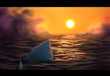 blue_body cloud dorsal_fin feral fin looking_away male orange_sky scenery sea sky solo sun sunset water chainsxwsmile disney finding_nemo pixar bruce_(finding_nemo) aquatic fish great_white_shark mackerel_shark shark white_shark 2021 watermark