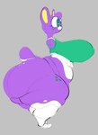 big_butt bottom_heavy bottomless breasts butt clothed clothing female freckles fur huge_butt multicolored_body multicolored_fur purple_body purple_fur side_view tail two_tone_body two_tone_fur ponk animal_crossing nintendo megan_(animal_crossing) bear mammal absurd_res hi_res