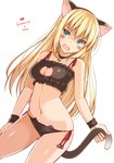 5_fingers blonde_hair blush bra clothing dutch_angle female fingers green_eyes hair hand_on_tail long_hair navel open_mouth simple_background solo tail underwear white_background oota_yuuichi animal_humanoid cat_humanoid felid felid_humanoid feline feline_humanoid humanoid mammal mammal_humanoid 2016 hi_res