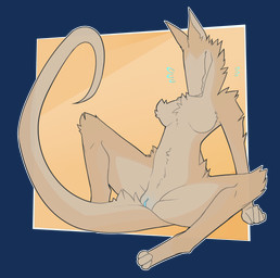 5_fingers anthro blind breasts disability eyeless female fingers flustered fur genitals long_snout long_tail muscular muscular_thighs neck_tuft noseless nude paws pose prehensile_tail shy simple_background smile snout solo spread_legs spreading tail tuft vulva coffaebeans pinto_(doughtea) clodespin_(species) hybrid mammal absurd_res alpha_channel hi_res
