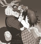 5_fingers anthro anthro_on_anthro antlers clothed clothed_anthro clothed_female clothed_male clothing dress duo face_lick female fingers fur hair horn humanoid_hands licking male male/female shirt tail tongue topwear vest myfurrymind flint_grant isabelle_stonecypher border_collie canid canine canis collie deer domestic_dog herding_dog hybrid mammal new_world_deer pastoral_dog reindeer sheepdog wolf hi_res