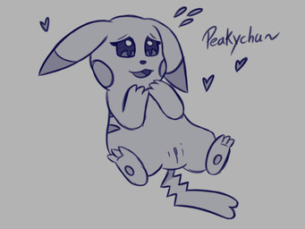 bodily_fluids female feral genitals heart_symbol lying on_back open_mouth open_smile pawpads smile solo spread_legs spreading sweat sweatdrop tail text vulva daybreakshifter nintendo pokemon pokemon_pokopia peakychu generation_1_pokemon pikachu pokemon_(species) 4:3 absurd_res digital_drawing_(artwork) digital_media_(artwork) hi_res monochrome sketch
