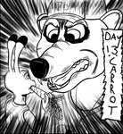 anthro bared_teeth baseball_cap carrot clothing drill_sergeant duo ear_markings eating eating_food facial_markings female food hat head_markings headgear headwear markings plant rage_face snarling vegetable whistle_(object) j_shute attack_on_titan disney zootopia judy_hopps major_friedkin bear lagomorph leporid mammal polar_bear rabbit ursine hi_res monochrome