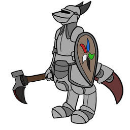 ambiguous_gender anthro armor horn melee_weapon shield simple_background solo weapon trout_(artist) kobold scalie 1:1 2017 aliasing digital_media_(artwork)