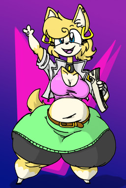 anthro belly belt belt_buckle big_breasts big_butt biped black_bottomwear black_clothing black_hooves black_pants blonde_hair blue_eyes bottom_heavy bottomwear breasts brown_belt buckle butt clothed clothed_anthro clothed_female clothing countershade_face countershade_fur countershade_torso countershading feet female female_anthro fur gesture gloves_(marking) green_bottomwear green_clothing green_skirt hair hooves huge_butt huge_hips huge_thighs jacket leg_markings markings open_clothing open_jacket open_mouth open_smile open_topwear overweight overweight_anthro overweight_female pants ponytail scut_tail short_tail skirt small_feet smile smiling_at_viewer socks_(marking) solo tail tan_body tan_countershading tan_markings thick_thighs topwear unguligrade waving waving_at_viewer wide_hipped_anthro wide_hipped_female wide_hips yellow_body yellow_ears yellow_fur yellow_tail blayaden sam_(blayaden) catrobis felid feline mammal 2022 hi_res