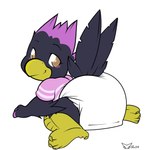 anthro baby blush clothing diaper looking_at_viewer male solo young wonderingwolf18 gambit_(the_corvid) avian bird corvid oscine passerine 1:1 hi_res