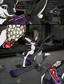 3_fingers 3_toes 4_ears 4_toes 5_panel_comic abdominal_bulge animal_genitalia animal_penis animal_vulva anthro anthro_on_anthro anthro_penetrated anthro_penetrating anthro_penetrating_anthro anthro_penetrating_female beak belly big_belly biped black_body black_claws black_feathers black_finger_claws black_fur black_genitals black_hair black_sclera black_toe_claws black_vulva blurred_background bodily_fluids box breath canine_genitalia canine_vulva cervical_penetration cervix chest_tuft claws close-up collar container countershading cutaway dialogue digitigrade directional_arrow dominant dripping duo egg egg_bulge egg_imprint egg_in_uterus egg_in_vagina egg_insertion egg_transfer enjoying erection feathered_wings feathers feet female female_anthro female_on_bottom female_penetrated finger_claws fingers flexible fluffy from_front_position fucked_silly fur furniture genital_fluids genital_slit genitals grabbing grey_body hair head_tilt holding_box holding_container holding_leg holding_leg_up holding_object imprint inside internal internal_vaginal intersex intersex/female intersex_on_top intersex_penetrating intersex_penetrating_female interspecies intravaginal_penis knot knotted_penis knotted_tapering_penis knotting leg_glider_position leg_grab looking_at_another looking_pleasured lying machine maleherm maleherm/female maleherm_on_top maleherm_penetrating maleherm_penetrating_female markings mischievous_smile modular modular_genitalia multi_ear multicolored_body multicolored_feathers multicolored_tail narrowed_eyes nude nude_anthro on_back on_bottom on_top one_leg_up onomatopoeia open_mouth oviposition panting penetration penile penile_penetration penis penis_in_vagina pink_genitals precum_in_uterus pregnant pregnant_female pregnant_intersex pregnant_maleherm purple_body purple_eyes purple_genitals purple_markings purple_vulva question_mark raised_leg scissor_position scissored_leg_glider_position sex sex_during_oviposition smile smug sound_effects speech_bubble spiked_collar spikes splits spread_legs spreading standing tail talons tapering_penis teeth text toe_claws toes tongue transfer_birthing tribadism tuft tufted_fur uterus vaginal vaginal_fluids vaginal_fluids_on_penis vaginal_fluids_on_vulva vaginal_knotting vaginal_penetration vaginal_transfer vertical_splits vulva white_body white_feathers white_fur winged_arms wings x-ray_view yellow_eyes project76 chime_(clawswork) fyr_(fenrir784) android avali avian bird robot synth_(vader-san) 2026 absurd_res colored comic detailed digital_drawing_(artwork) digital_media_(artwork) english_text hi_res signature url male_(lore)
