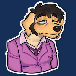accessory anthro black_hair clothing facial_hair glistening_eyelids hair half-closed_eyes male narrowed_eyes necktie sideburns solo suit suit_jacket tear_trough tired yellow_body frank_motta nao_o'connor bird_dog canid canine canis domestic_dog golden_retriever hunting_dog mammal retriever 1:1 alpha_channel
