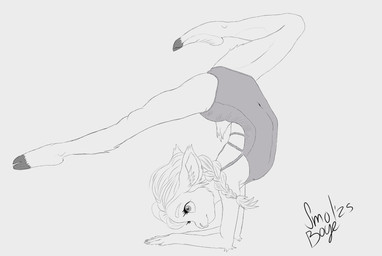 action_pose adolescent anthro athletic_wear biped braided_hair clothed clothed_anthro clothed_female clothing cloven_hooves curling_toes feet female female_anthro flexible gymnast gymnastics hair hooved_toes hooves leotard loli long_hair looking_at_another looking_up navel_outline one_leg_up pose raised_leg side_view slim soles solo splits spread_legs spreading standing unguligrade vertical_splits wrinkles young young_anthro young_female smol_boye bovid caprine goat mammal 2025 black_and_white dated digital_drawing_(artwork) digital_media_(artwork) full-length_portrait hi_res line_art monochrome portrait shaded shaded_line_art signature