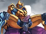 anal anal_penetration anthro anus armor balls big_penis bodily_fluids butt cum cum_in_ass cum_inside cum_while_penetrated cute_fangs duo ejaculation fangs femboy genital_fluids genitals green_eyes headgear helmet horn horned_helmet looking_pleasured machine male male/male markings penetration penile penile_penetration penis spots spotted_body teeth tongue tongue_out specter_l hasbro takara_tomy transformers transformers:_beast_wars cheetor alien cheetah cybertronian felid feline mammal robot hi_res