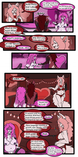 anthro bikini breasts chastity_cage chastity_device clothing collar cuff_(restraint) dialogue duo female male metal_collar muzzle_(object) paddle plant restraints river swimwear tail text tree two-piece_swimsuit tatsuchan18 daisy_(tatsuchan18) domestic_cat felid feline felis lagomorph leporid mammal rabbit absurd_res comic digital_media_(artwork) english_text hi_res multiple_scenes