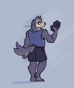 anthro black_nose bottomwear clothed clothing exercise humanoid_hands male shirt shorts simple_eyes solo topwear workout metasighty password_(visual_novel) tyson_(password) canid canine canis mammal wolf 2020 absurd_res hi_res