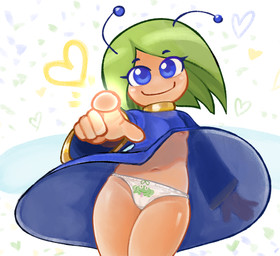 antennae_(anatomy) areola blue_clothing blue_dress blue_eyebrows blue_eyes blue_pupils blue_wings breasts closed_smile clothing dress eyebrows eyelashes female frog_print gesture glistening glistening_eyes green_hair hair hand_gesture heart_symbol insect_wings light_body light_skin mouth_closed navel nipples panties pointing pointing_at_viewer puffy_nipples pupils short_hair small_breasts smile tan_areola tan_nipples underwear white_clothing white_panties white_underwear wings 2x_(artist) poke_all_toads blue_fairy_(poke_all_toads) fairy humanoid hi_res