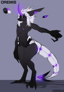 amputee bionic_tail bionics black_sclera breasts cybernetic_limb cybernetic_tail dark_sclera disability glowing glowing_horn hair hairless horn long_ears long_snout messy_hair nipples poker_face prosthetic prosthetic_limb prosthetic_tail short_hair small_breasts snout white_hair flophelia oremis_(flophelia) alien thesium absurd_res hi_res model_sheet