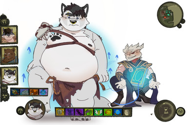 anthro areola armor barazoku barbarian belly big_belly black_hair black_nose bottomwear chest_tattoo clothed clothing crouching description duo expansion eyebrow_piercing facial_piercing footprint fur growth hair horn loincloth looking_at_another looking_at_self looking_down magic magic_book magic_user male male_anthro moobs muscular muscular_anthro muscular_male navel nipples nose_piercing nose_ring obese obese_anthro obese_male overweight overweight_anthro overweight_male pawprint pawprint_tattoo piercing raised_leg rapid_weight_gain ring_piercing robe scales shoulder_strap slightly_chubby smile standing tail tattoo thick_thighs unaware_weight_gain weight_gain white_body white_fur white_scales jamiephut baldur's_gate baldur's_gate_3 dungeons_and_dragons hasbro larian_studios wizards_of_the_coast the_dark_urge_(baldur's_gate) canid canine canis dragonborn_(dnd) mammal scalie wolf absurd_res digital_drawing_(artwork) digital_media_(artwork) english_description full-length_portrait hi_res portrait