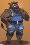 anthro barazoku belt bodily_fluids chalk hand_on_hip knee_band male mature_male musclegut muscular muscular_male nipple_slip slightly_chubby slightly_chubby_male solo sweat tugging_clothing wrestling_singlet nanoff suarez_(nanoff) mammal suid suina sus_(pig) wild_boar 2:3 absurd_res hi_res