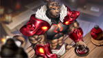 abs anthro armor beverage blush bottomwear claws clothing furniture high-angle_view holding_beverage holding_object loincloth looking_at_viewer male muscular muscular_male nipples pubes red_eyes sitting solo table throbbing littef felid mammal pantherine tiger 2023 animated hi_res high_framerate no_sound short_playtime webm