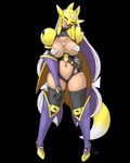 belt big_breasts boots breasts clothing female footwear fox_ears gloves handwear headdress high_heeled_boots high_heels legwear leotard pasties shoes shoulder_pads solo stockings tail tan_body twintails_(hairstyle) yin_yang furball bandai_namco digimon animal_humanoid canid canid_humanoid canine canine_humanoid digimon_(species) fox_humanoid humanoid mammal mammal_humanoid sakuyamon hi_res