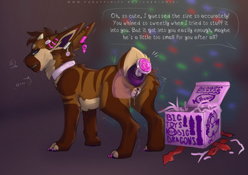 anal anal_penetration animal_genitalia anus blue_eyes brown_body brown_fur butt buttplug buttplug_in_ass buttplug_insertion claws feral fur genital_slit genitals male object_in_ass penetration pink_claws plug_(sex_toy) plug_insertion puffy_anus purple_anus raised_tail scut_tail sex_toy sex_toy_in_ass sex_toy_insertion short_tail solo tail text amiel_(artist) mythology hiro_(amiel) chimera dragon furred_dragon furred_scalie mythological_creature mythological_scalie scalie english_text hi_res url